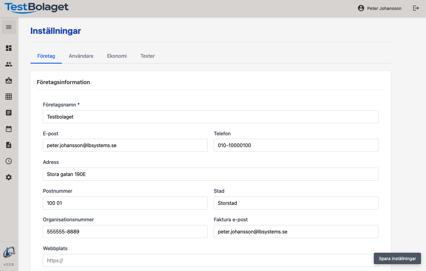 LbOrder Inställningar