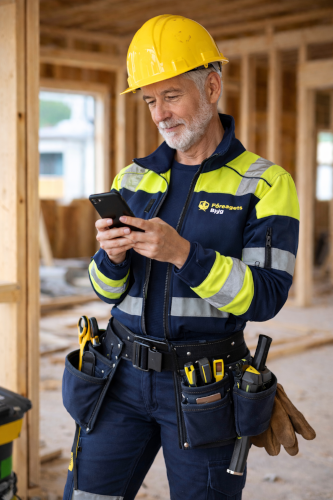 Man som jobbar på bygge med LbOrder